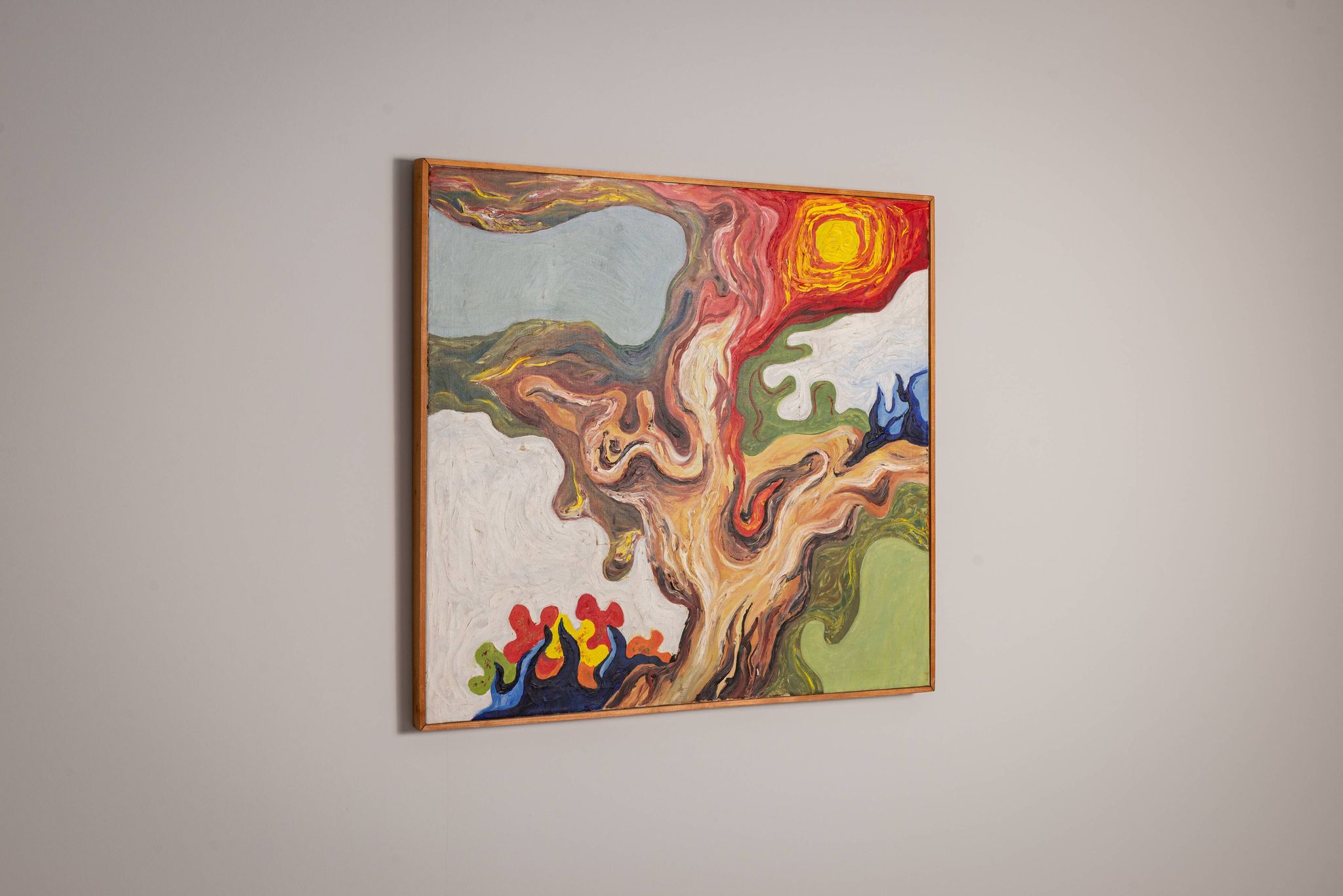 Peinture abstraite d'une figure au soleil