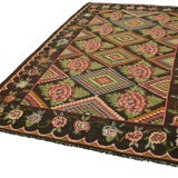 Handwoven Vintage Flatweave Black Kilim 192 cm x 290 cm - 23330