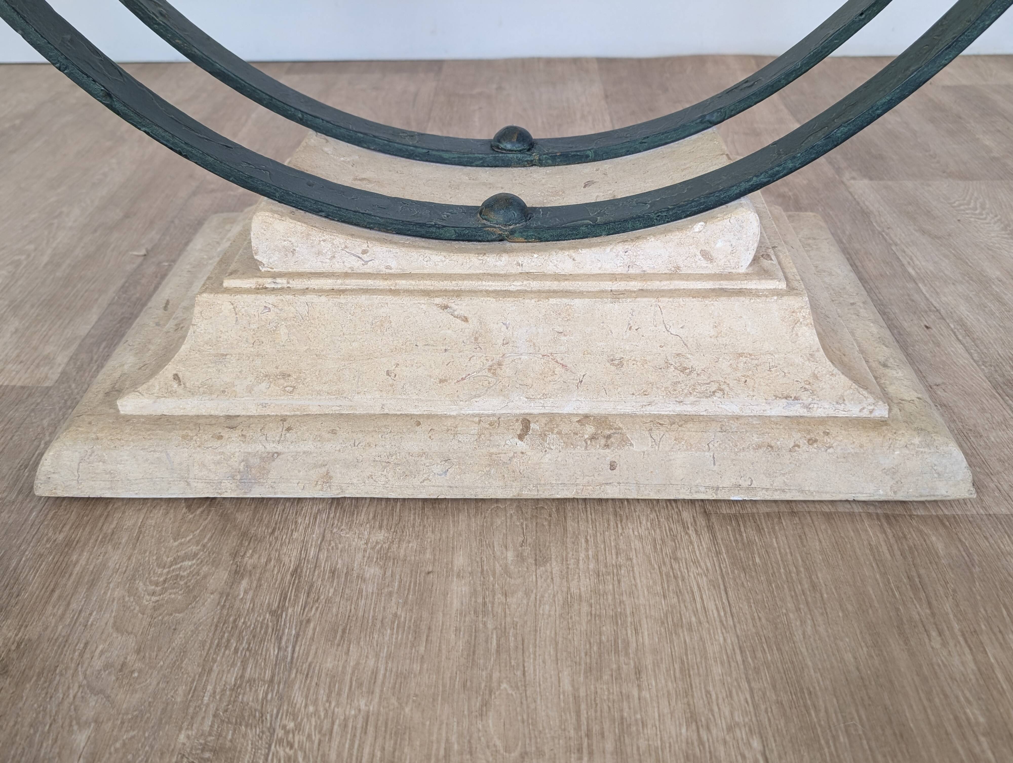 Wrought iron and glass coffee table