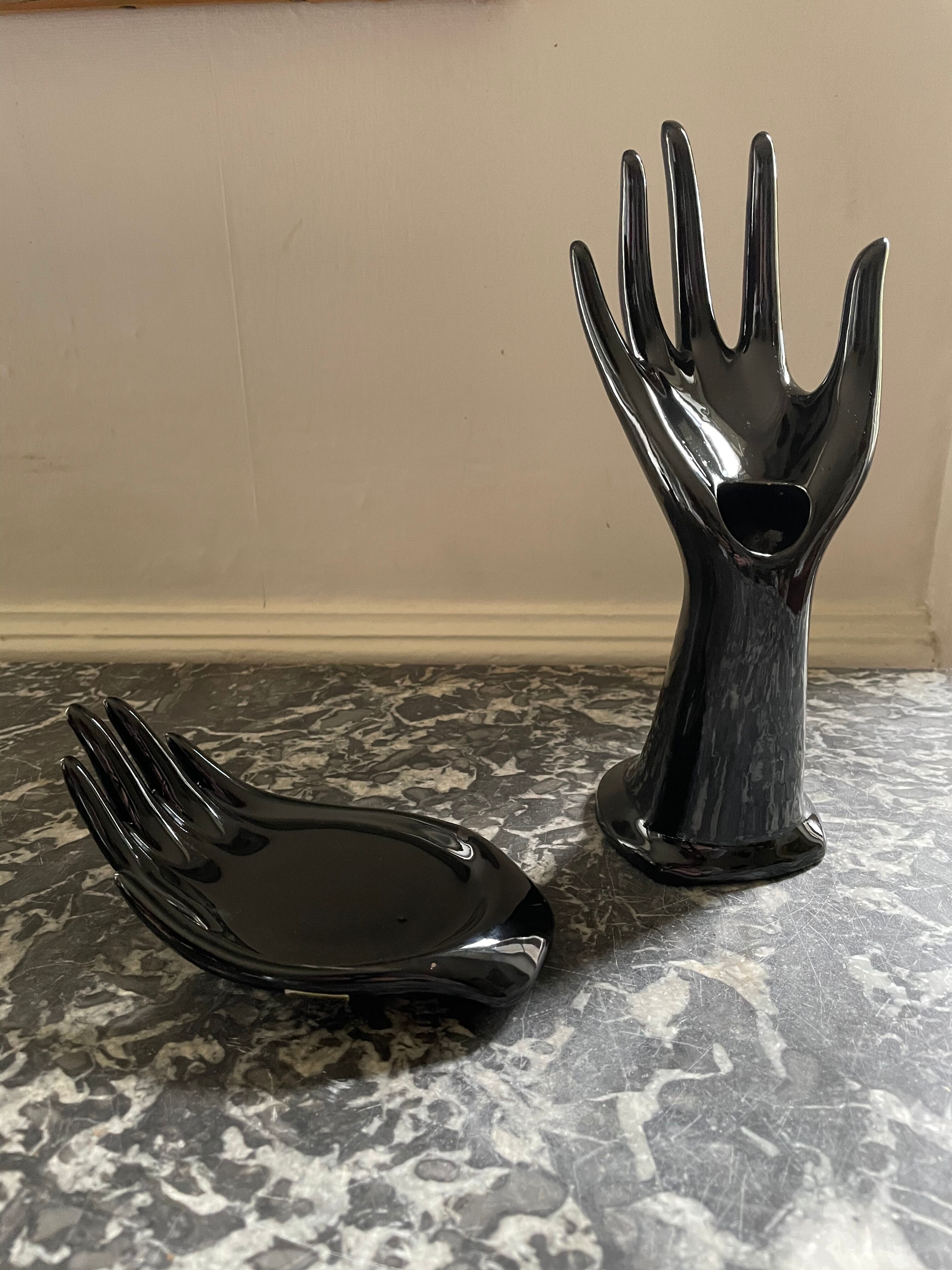 Black ceramic binge hand and cup 1970