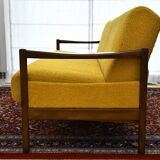 Scandinavian-style yellow boucle sofa with folding function, 1960s