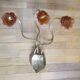 2 brass appliques leaves flowers tulip glass paste