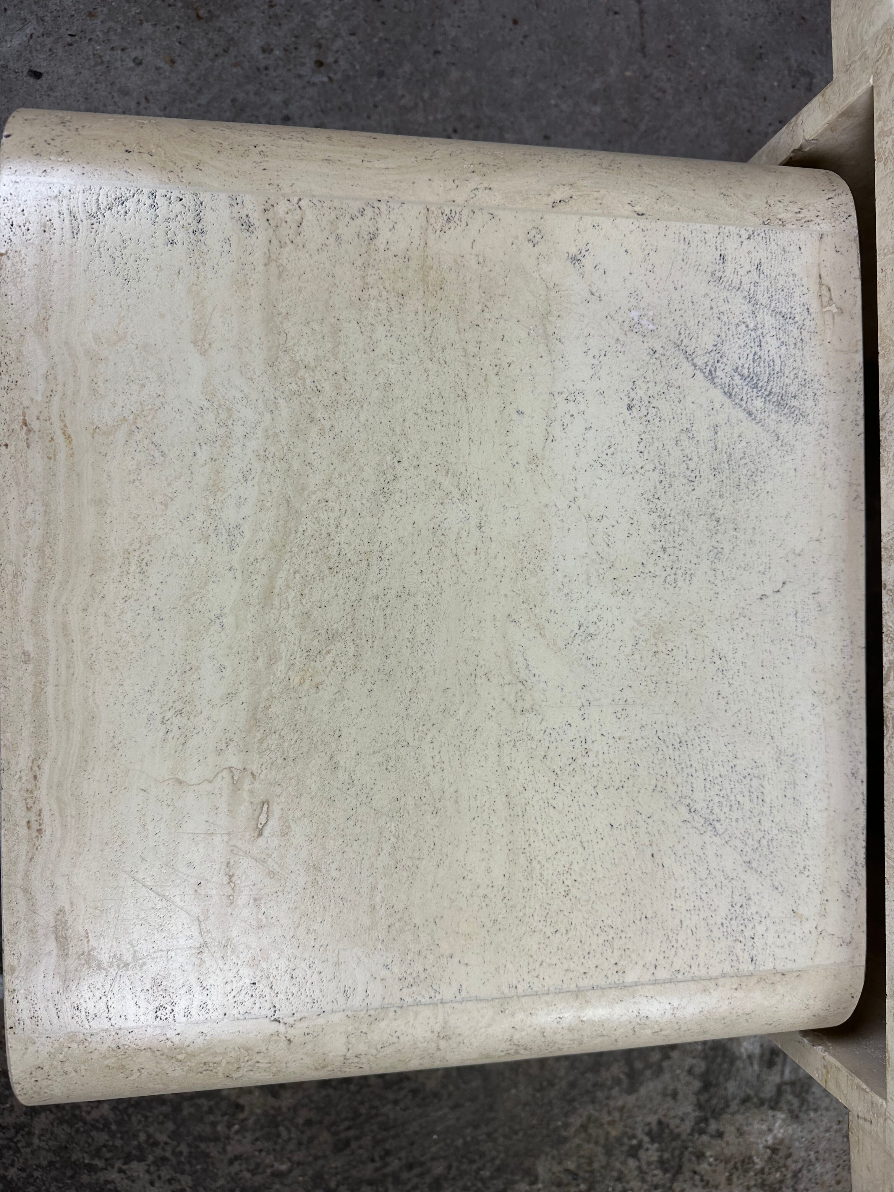 Artelano nesting tables in vintage travertine 1970