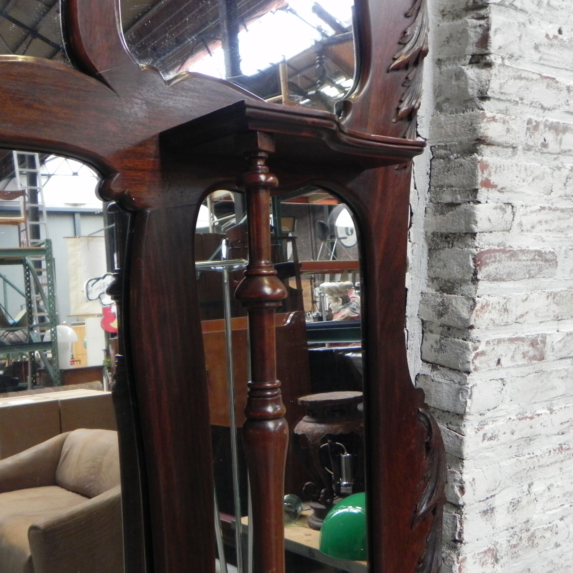 Large mahogany Art Nouveau mirror 178x220cm