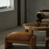 Maralunga ottoman in leather, Vico Magistretti for Cassina, Italian modern, 1973