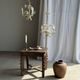 Small vintage cream metal flower chandelier with orange flowers and 3 arms.