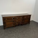 Large English sideboard, dresser, solid oak buffet George II 18th century.