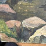 19th century realistic school - HST - Eugène Emile Fauconnier - Landscape with a river