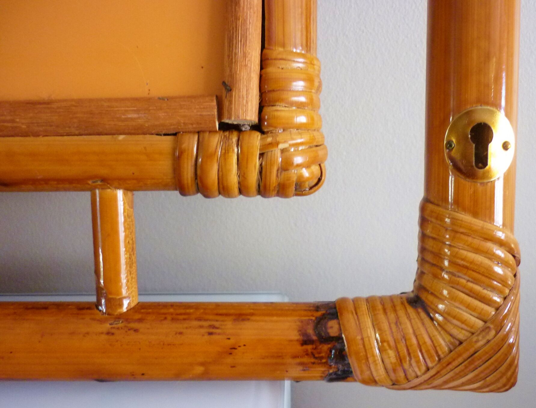 Bamboo mirror, openwork, vintage