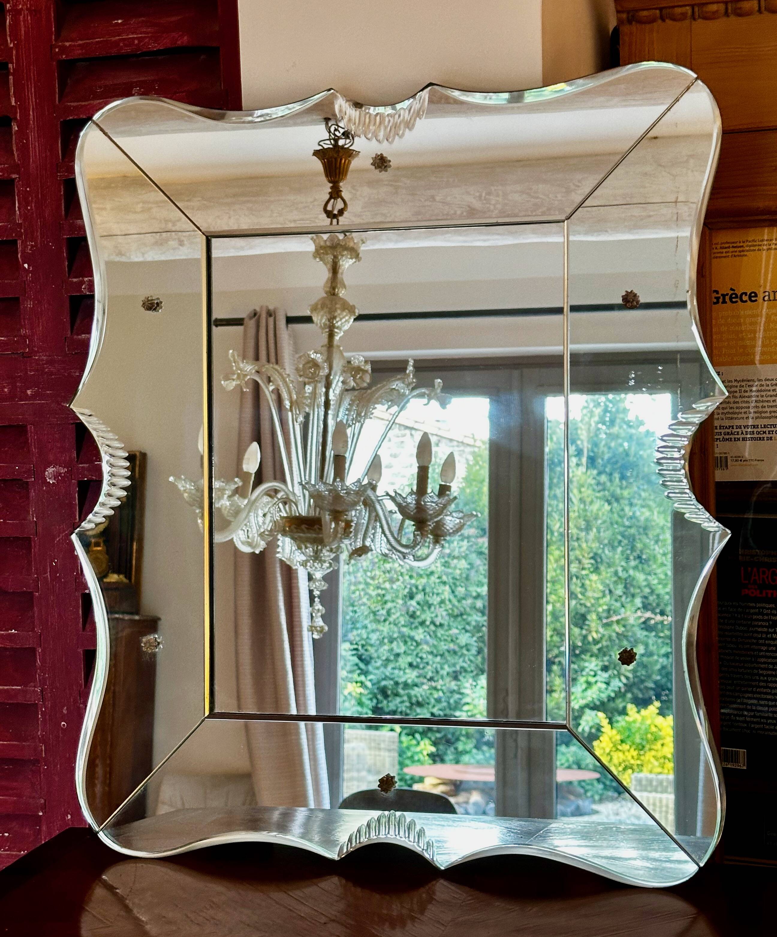 Venetian MIRROR in Murano beveled glass, Vintage