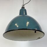 Industrial Petrol Enamel Factory Pendant Lamp, 1960s