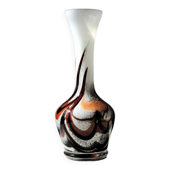 Vase  italien en verre Opaline Florence 1970