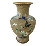 Chinese cloisonné vase decorated with flowers and butterflies.