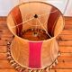 Grand abat-jour en peau et velours vintage