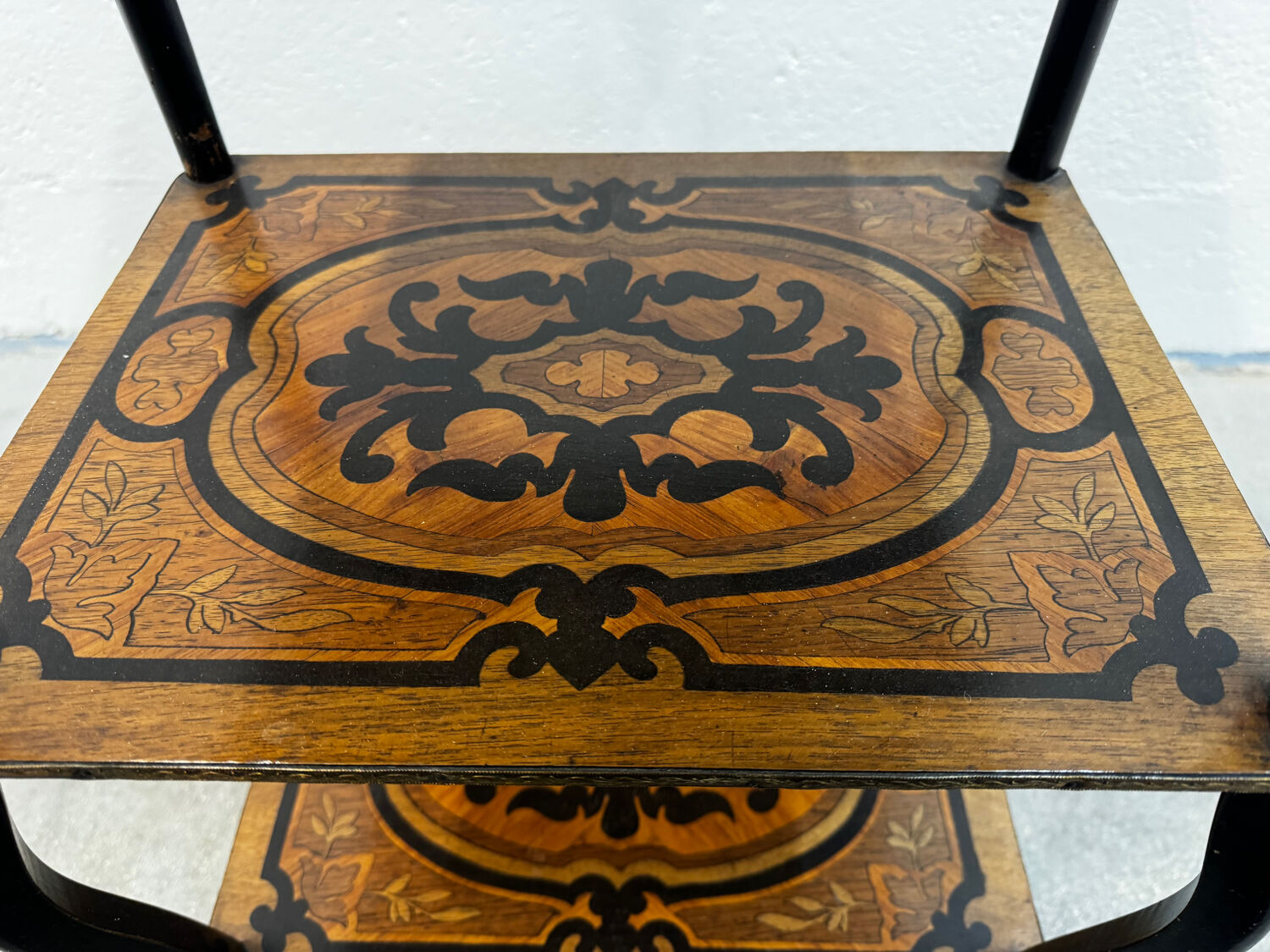 Napoleon III side table in marquetry and gilding