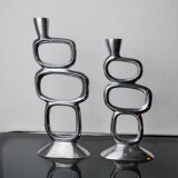 Pair of circle candlesticks by Matthew Hilton, England, 1980