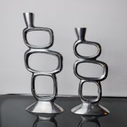Pair of circle candlesticks by Matthew Hilton, England, 1980