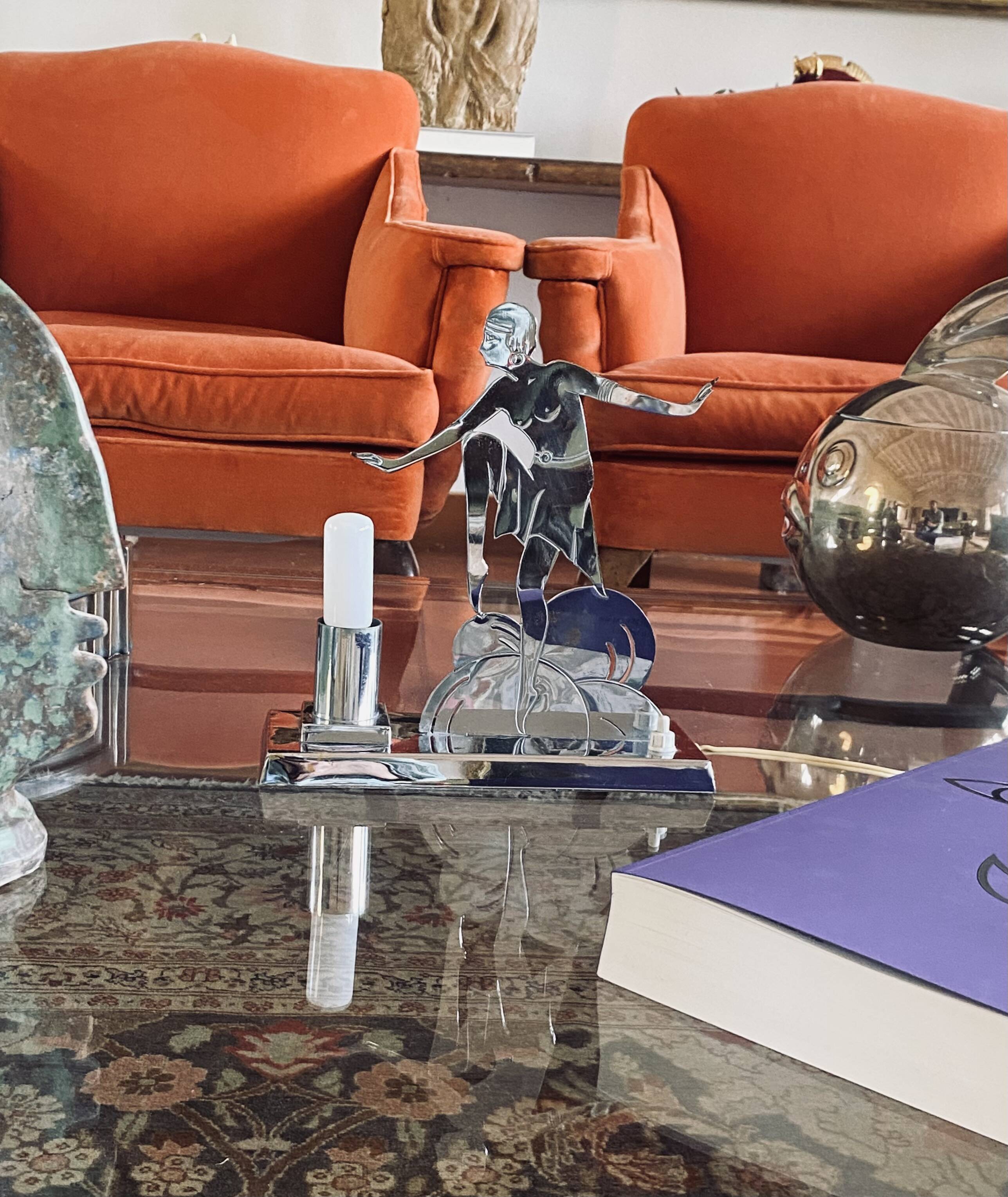 Art Déco Charleston Dancer cubist Table Lamp, LW Paris France, circa 1930