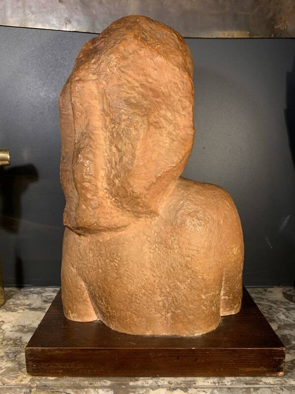 Art Deco Expressionist Sculpture "Nude Female Bust" unique piece 1940