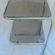 Bedside table or shelf double smoked glass and stainless steel tubes