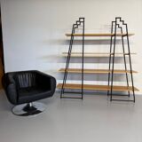 Étagère bibliothèque bois et métal design des années 80