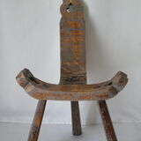Brutalist wooden chair tripod XXth