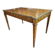 Louis XVI Directoire desk table richly inlaid, brass belt and 2 drawers, 19th century