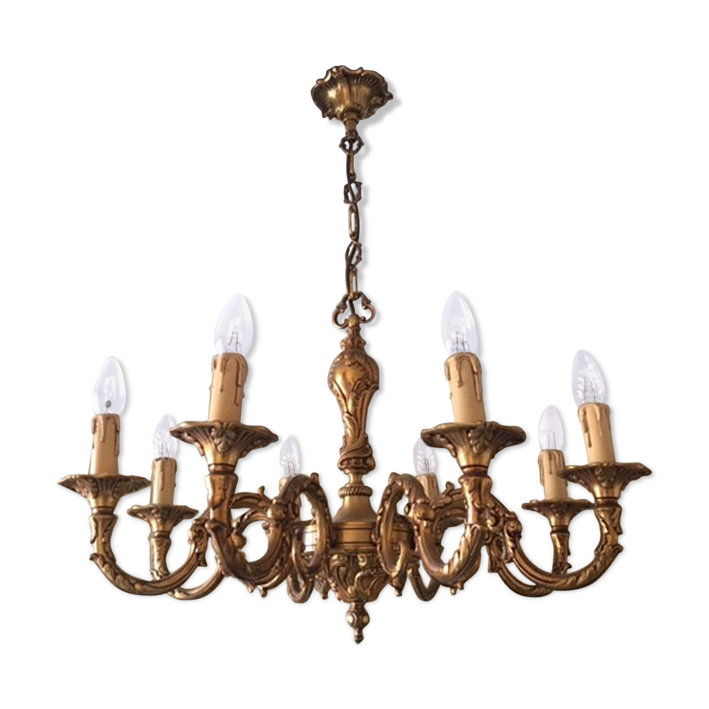 Old brass chandelier 8 branches