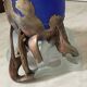 glass paste vase signed, bronze mount