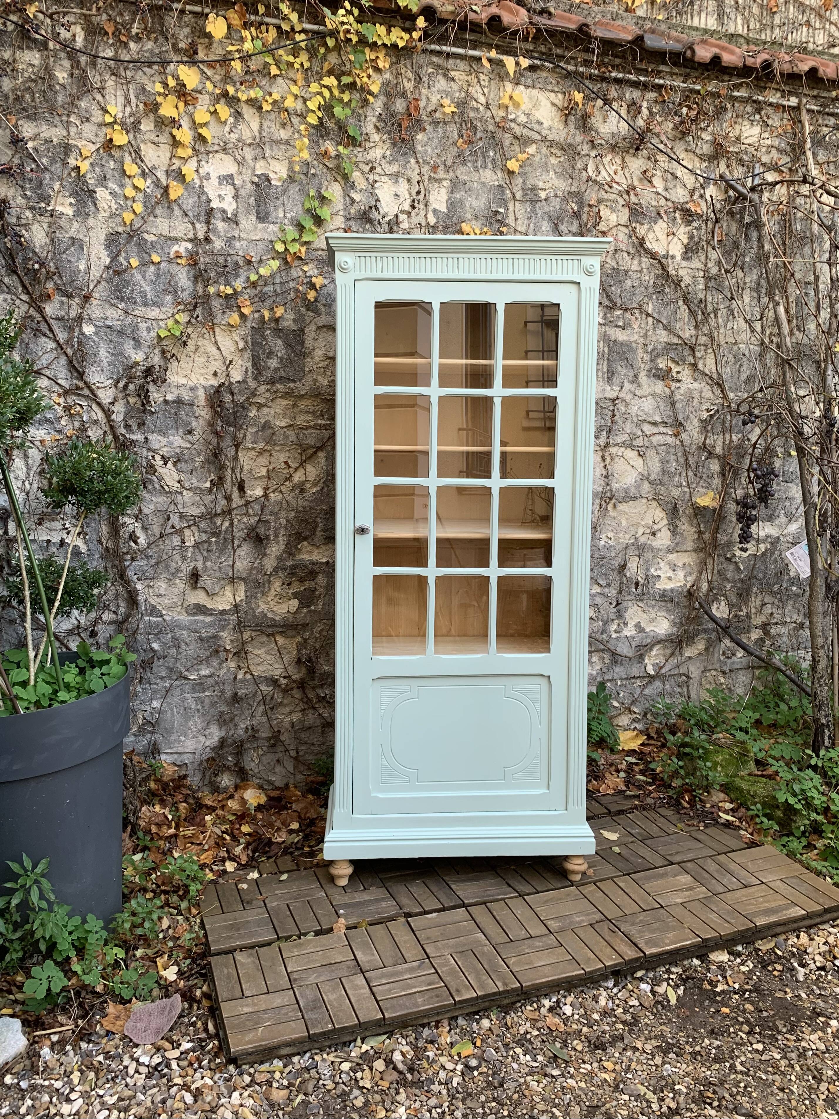 Antique celadon glass Parisian wardrobe H162
