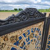 19th century black painted wooden folding screen
