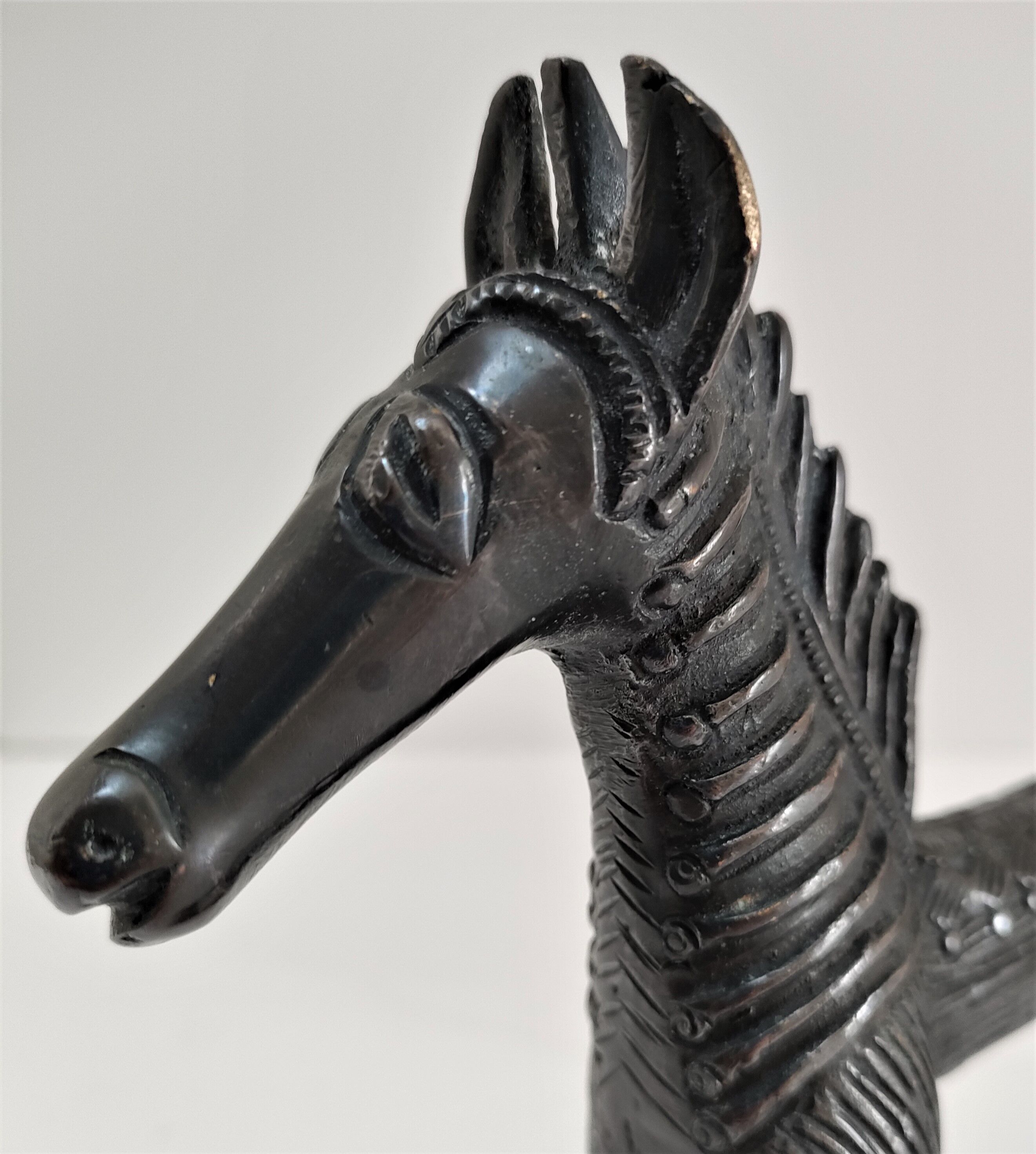 Horse sculptural brass solid patina black design