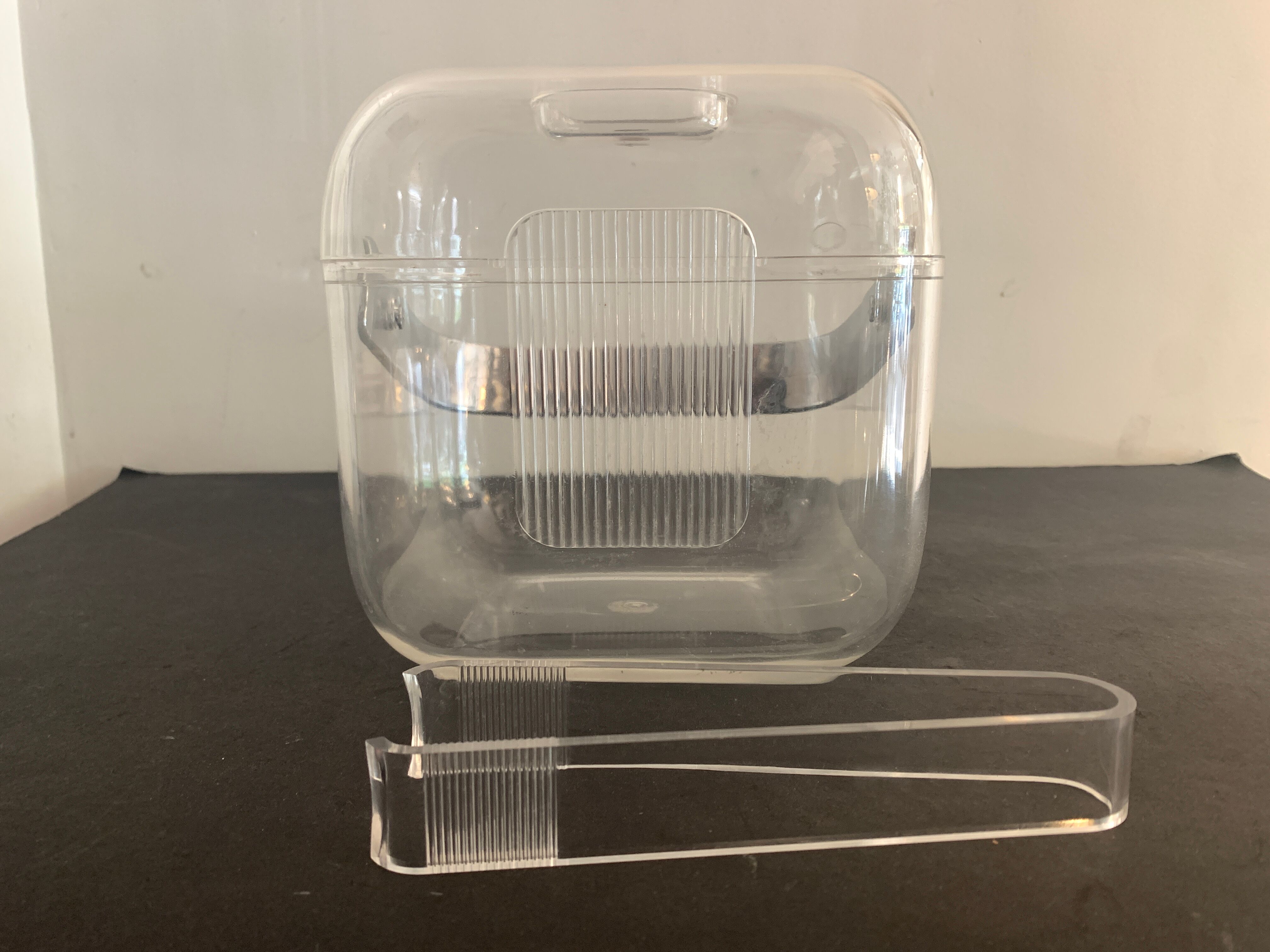 Transparent ice bucket and pitcher, Italian design Guzzini, 1970