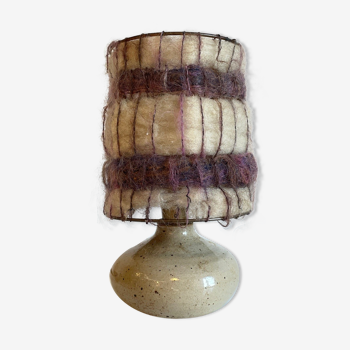 Lamp enamelled stoneware and vintage wool