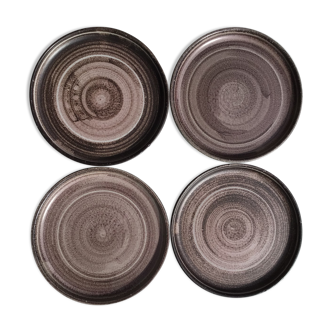 4 Plates dessert artisanal sandstone pink brown sandstone