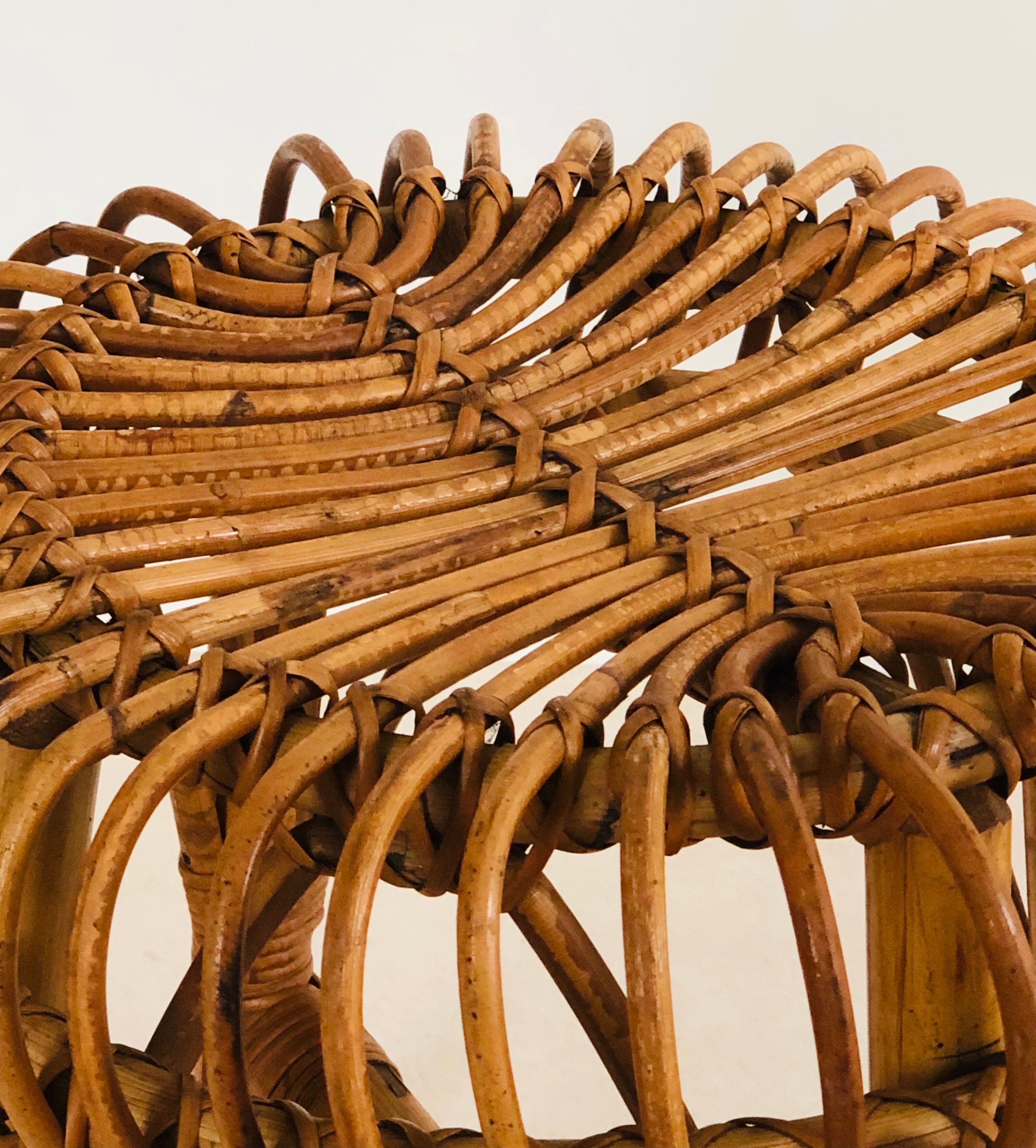 Rattan stool by Franco Albini for Vittorio Bonacina, Italy 60s