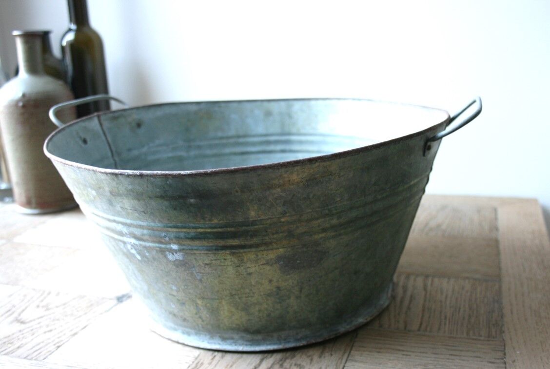 Galvanized metal basin