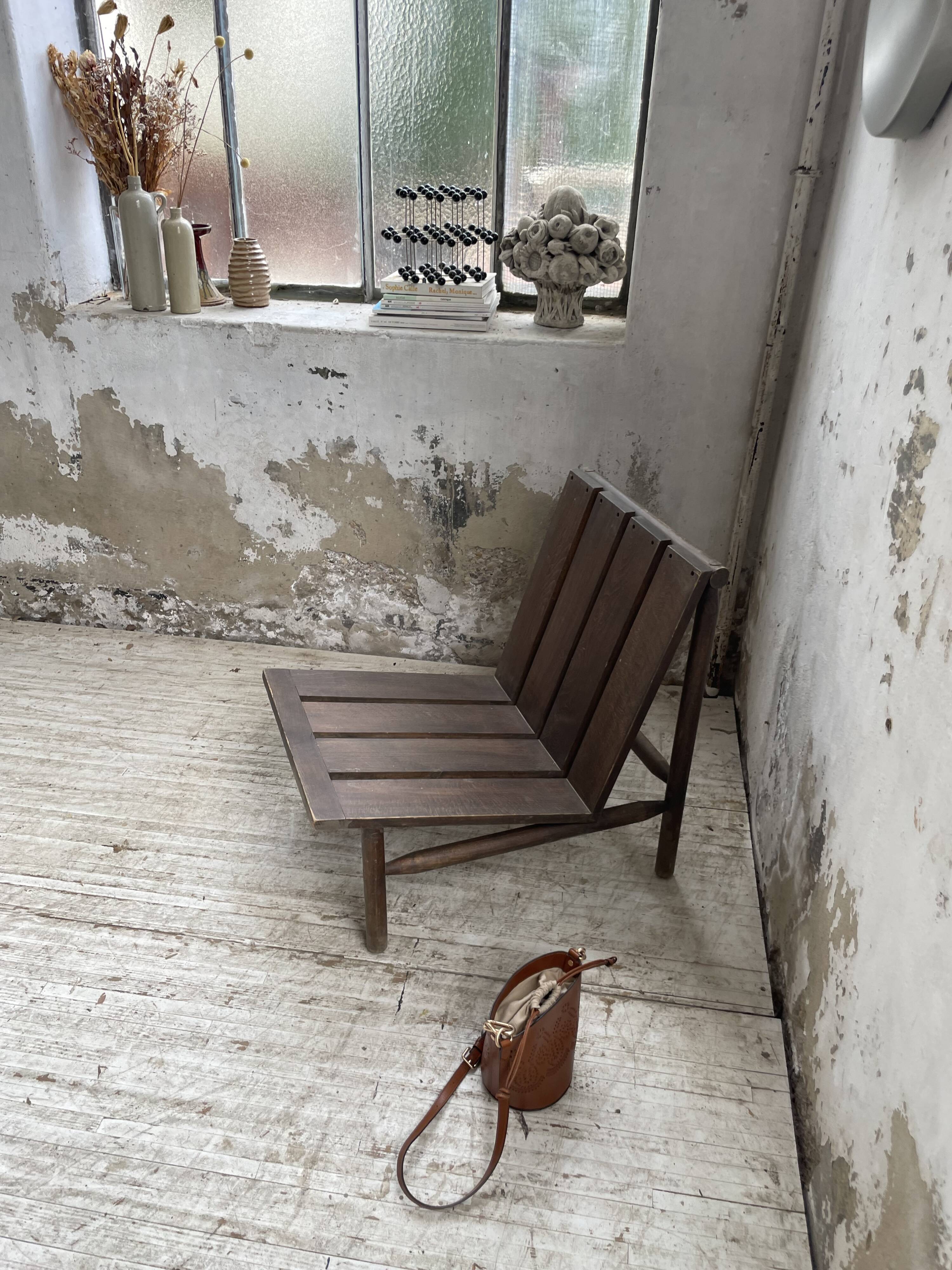 Modernist oak armchair