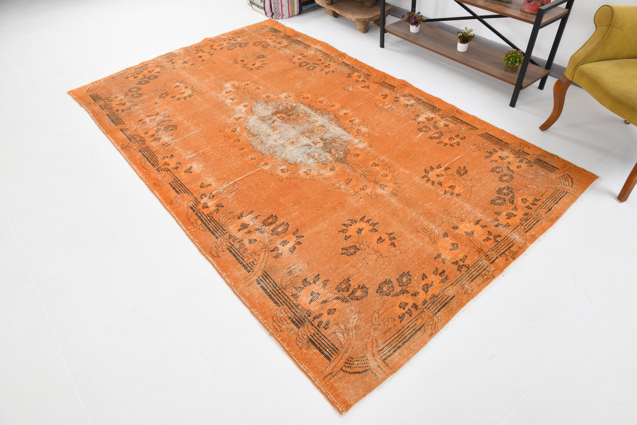 Orange wool turkish rug 299x178cm