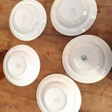 Plates Hollows Moulin des loups Service Tablecloth green lot 5 Old Vintage