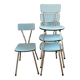 4 blue Formica chairs