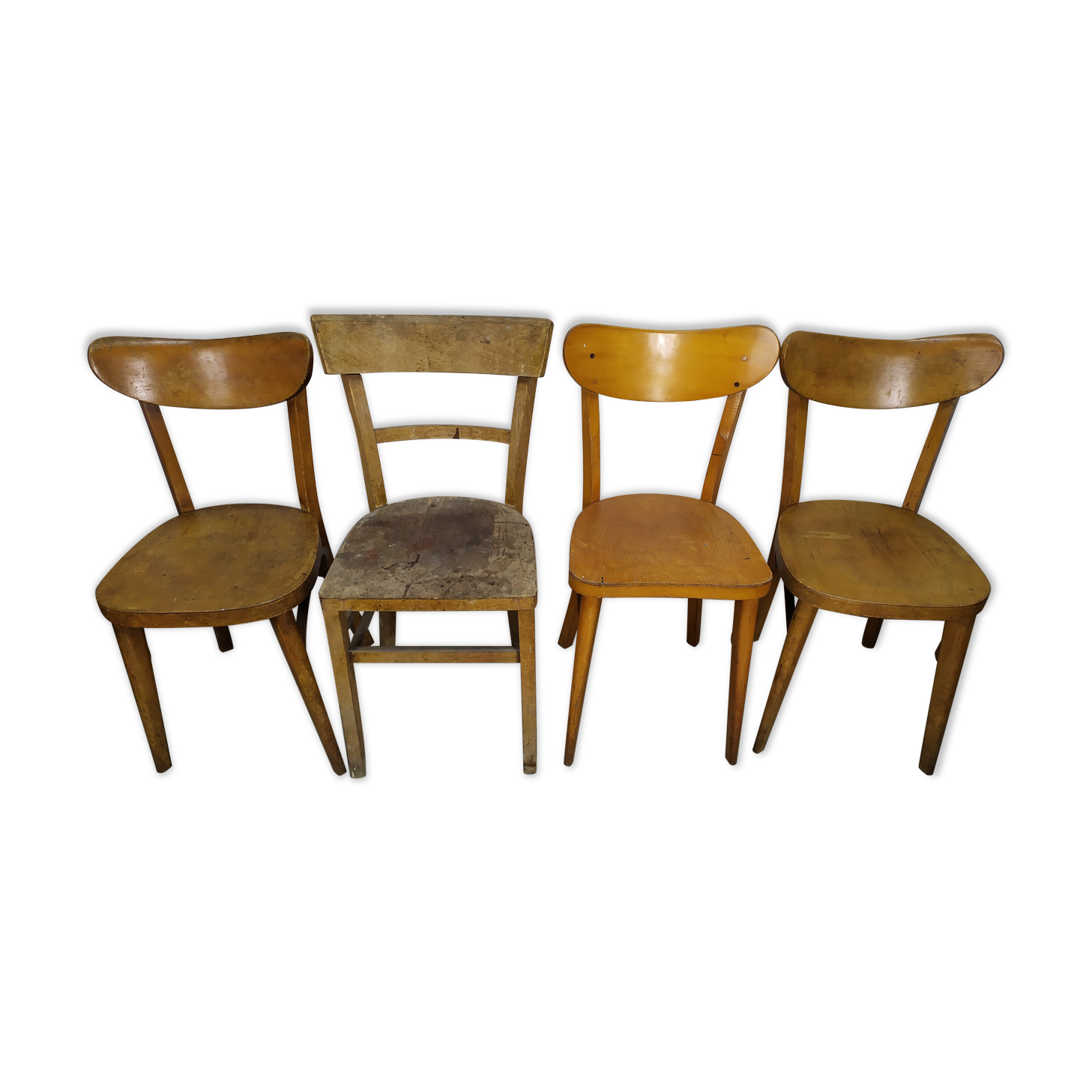 Lot of 4 Wooden bistro chair - vintage - Old