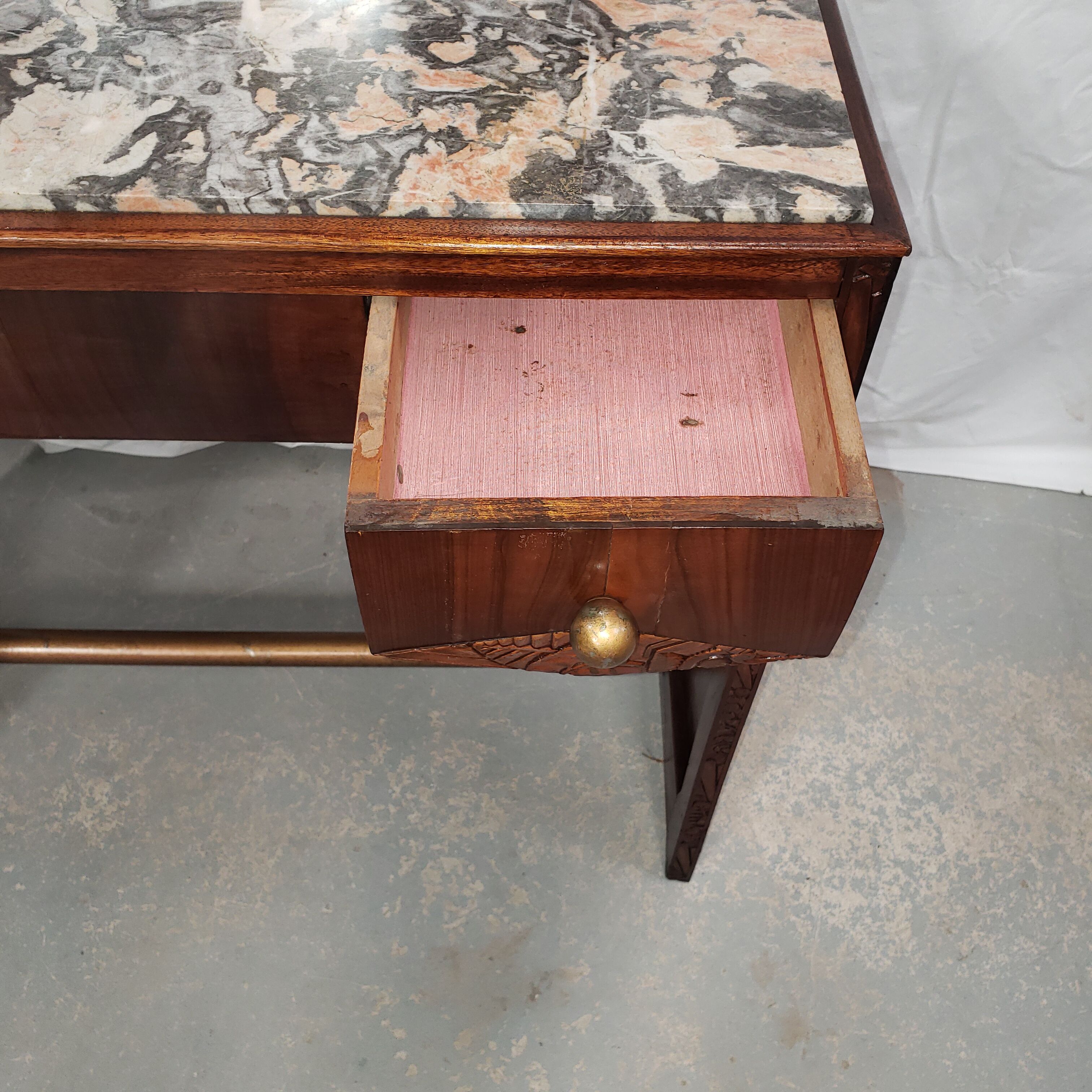 Dressing table art deco in mahogany mirror triptych