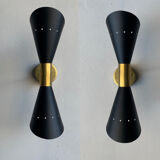 Paire d'appliques murale italienne couleur noir