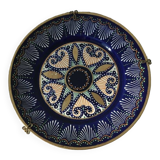 Assiette en faïence HB QUIMPER émaillée perlée et dorée