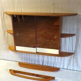 Solid pine bathroom cabinet with shelf - mid 20th century.