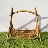 Vintage 1950s rattan magazine rack.