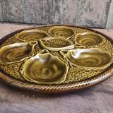 Vintage French oyster plate in Majolica from Saint Clément