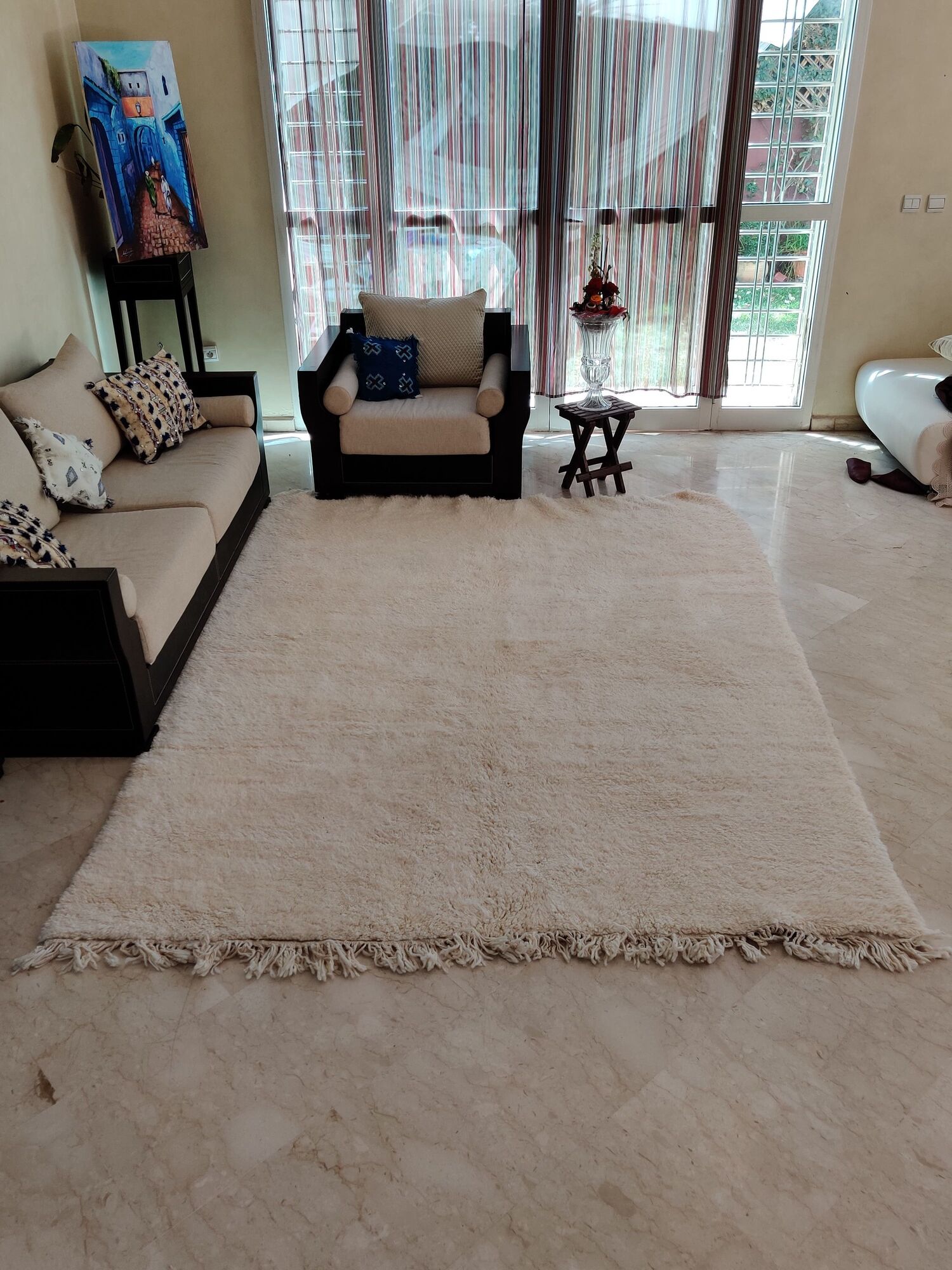 Berber carpet cream wool 215x280 cm