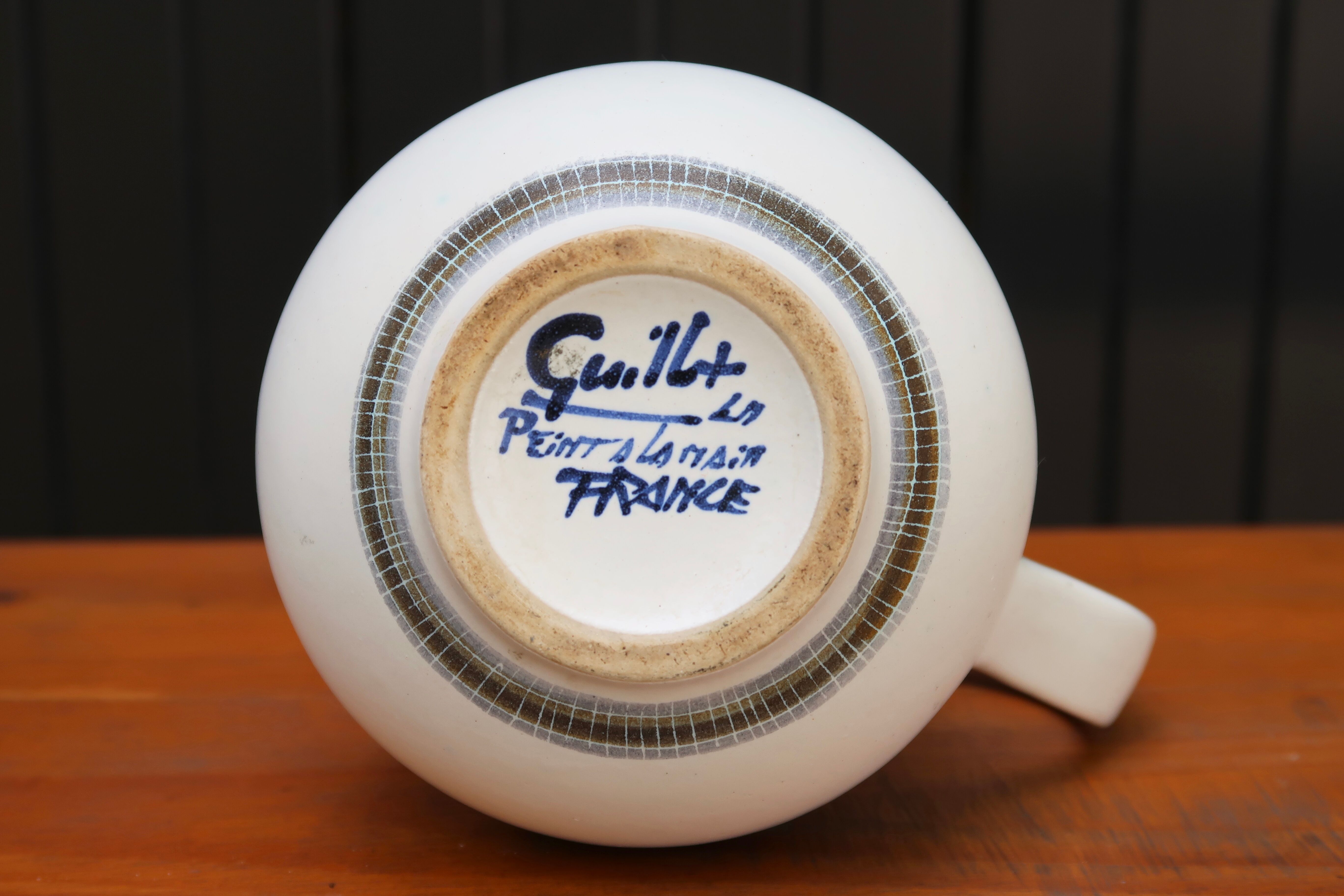 Ceramic pitcher by Dominique Guillot, Vallauris 50s